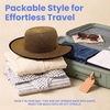 image:imageFunky Junque Wide Brim Panama Sun Hat Womens Packable Straw  Lightweight paper hat with adjustable drawstring for beach trips vacations summer getaways amp everyday wearSplit Back Ponytail  Dark Natural Mix