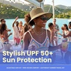 image:imageFunky Junque Wide Brim Panama Sun Hat Womens Packable Straw  Lightweight paper hat with adjustable drawstring for beach trips vacations summer getaways amp everyday wearSplit Back Ponytail  Dark Natural Mix