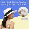 image:imageFunky Junque Wide Brim Panama Sun Hat Womens Packable Straw  Lightweight paper hat with adjustable drawstring for beach trips vacations summer getaways amp everyday wearSplit Back Bow  White