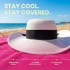 image:imageFunky Junque Wide Brim Panama Sun Hat Womens Packable Straw  Lightweight paper hat with adjustable drawstring for beach trips vacations summer getaways amp everyday wearSplit Back Bow  White