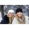 image:imageFunky Junque Womens FleeceLined Knit Headband  Confetti Ear Warmer for Winter Cozy Sherpa Interior Soft Stretch Fit  Ivory2 Pack Black  Ivory