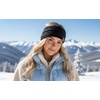 image:imageFunky Junque Womens FleeceLined Knit Headband  Confetti Ear Warmer for Winter Cozy Sherpa Interior Soft Stretch Fit  IvoryBlack