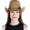 image:imageFunky Junque Womens Rhinestone Cowboy Hat  Lightweight Straw Cowboy Hat with Sun Protection Concerts Festivals and Western for WomenMixed Beads Trim  Tan