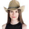 image:imageFunky Junque Womens Rhinestone Cowboy Hat  Lightweight Straw Cowboy Hat with Sun Protection Concerts Festivals and Western for WomenPearl  Rhinestone  Natural