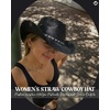 image:imageFunky Junque Womens Rhinestone Cowboy Hat  Lightweight Straw Cowboy Hat with Sun Protection Concerts Festivals and Western for WomenRhinestone Trim  Black