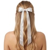 image:imageBridal Hair Clip  Multi Pearl Bow  White  White bow hair clip with secure alligator grip for bachelorette parties bridal showers photos amp bride giftsBride To Be  White