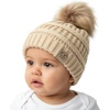 Beige - Faux Fur Pom