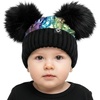 image:imageFunky Junque Baby Winter Beanie  Adorable Dual Pom Pom Fleece Lined Warm Infant Toddler HatBlackMulticolor