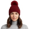 image:imageFunky Junque Basics Womens Pom Pom Beanie Winter Hats Cute Soft Warm Stocking Caps Ribbed Knit Cold Weather Toboggan PompomBurgundy