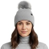 image:imageFunky Junque Basics Womens Pom Pom Beanie Winter Hats Cute Soft Warm Stocking Caps Ribbed Knit Cold Weather Toboggan PompomGrey