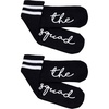 image:imageFunky Junque Bride Crew Socks Bachelorette Wedding Party Gift  Soft crewlength bride socks with chic bridal design for bachelorette parties spa days showers amp weddings2 Pack the Squad Black