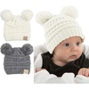 2 Pack - Ivory & Heather Grey - Double Pom