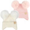 2 Pack - Light Pink & Ivory - Ear Flap