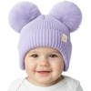 Lavender - Ear Flap W/ Double Faux Fur Pom
