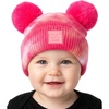 image:imageFunky Junque Double Pom Pom Baby Beanie  Newborn Girl Winter Hat 012 Months Cute Cozy Knit Infant Beanies for Cold WeatherTie Dye  FuschiaPink  Double Pom