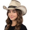 image:imageFunky Junque Embroidered Band Decorative Cowgirl Hat  Patriotic straw cowboy hat with breathable woven design stretchy fit and sun protection for rodeos festivals amp moreStar Buckle W Weaved Trim