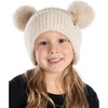 image:imageFunky Junque Kids Beanie with Earflaps Faux Fur Double Pom Pom Warm Winter Beanies for Girls Toddlers Children Ages 16Beige