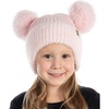 image:imageFunky Junque Kids Beanie with Earflaps Faux Fur Double Pom Pom Warm Winter Beanies for Girls Toddlers Children Ages 16Light Pink