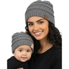image:imageFunky Junque Mommy amp Me Beanie Set  Matching Knit Winter Hats for Baby Toddler Kids amp Moms Cute Family Beanies BundleAdult  Infant  Ribbed  Heather Grey 2 Pack