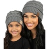 image:imageFunky Junque Mommy amp Me Beanie Set  Matching Knit Winter Hats for Baby Toddler Kids amp Moms Cute Family Beanies BundleAdult  Toddler  Ribbed  Heather Grey 2 Pk