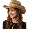 image:imageFunky Junque Open Weave Cowboy Hats for Women  Lightweight Western Retro Beach Straw Cowgirl Hat Concerts Festivals and Western for WomenOpen Weave W Chin Strap  Natural