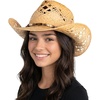 image:imageFunky Junque Raffia Cowgirl Hats for Women Western Sun Hat  Breathable woven raffia with an adjustable fit for beach days country concerts vacations rodeos amp festivalsBugle Bead Trim