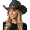 image:imageFunky Junque Rhinestone Cowboy Hat  Lightweight Sparkly Cowgirl Hat with Sun Protection Western Wear for WomenFelt W Turquoise Chainlink Trim Charcoal