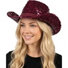 image:imageFunky Junque Sequin Cowgirl Hat for Women  Lightweight Sparkly Cowboy Hat with Sun Protection Concerts Festivals and Western for WomenMaroon Berry