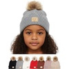 Heather Grey Mix - Diagonal Stripes Faux Fur Pom