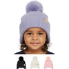 Lavender - Ear Flap W/ Faux Fur Pom