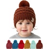 image:imageFunky Junque Toddler Pom Beanie  Kids Winter Hat for Ages 14 Baby Boy amp Girl Knit Beanies Warm Cozy Knit Snow HatsRust