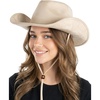image:imageFunky Junque Wide Brim Cowboy Hat for Women with Decorative Band  Adjustable Fit Cowboy Hat with Sun Protection Concerts Festivals and Western for WomenSuede W Chinstrap  Beige