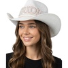 image:imageFunky Junque Womens Rhinestone Cowboy Hat  Lightweight Straw Cowboy Hat with Sun Protection Concerts Festivals and Western for WomenBride WhiteHot Pink