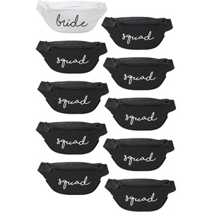 image:imageBachelorette Belt Bag Set  10 Pack 1 Bride amp 9 Squad  Waterproof fanny pack set with bride and bridesmaid designs for bachelorette parties beach trips bar nights amp brunches10 Pack 1 Bride White  9 Squad Black