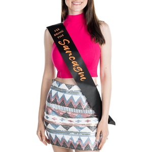 image:imageBridal Party Sash  Ill Bring The  Alibi  Satin sashes with foil lettering for bachelorette weekends bridal showers bride tribe crews amp bridesmaid giftsIll Bring the  Sarcasm BlackNeon Orange