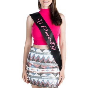image:imageBridal Party Sash  Ill Bring The  Alibi  Satin sashes with foil lettering for bachelorette weekends bridal showers bride tribe crews amp bridesmaid giftsIll Bring the  Party BlackHot Pink