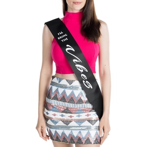 image:imageBridal Party Sash  Ill Bring The  Alibi  Satin sashes with foil lettering for bachelorette weekends bridal showers bride tribe crews amp bridesmaid giftsIll Bring the  Vibes BlackWhite