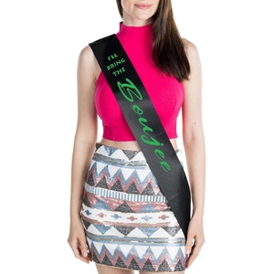 image:imageBridal Party Sash  Ill Bring The  Alibi  Satin sashes with foil lettering for bachelorette weekends bridal showers bride tribe crews amp bridesmaid giftsIll Bring the  Boujee BlackKelly Green