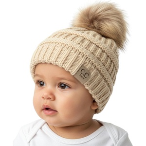 image:imageFunky Junque Baby Pom Pom Beanie  Soft Knit Infant Winter Hat for Baby Girls amp Boys Cozy Warm Newborn Beanie 012 MonthsBeige  Faux Fur Pom