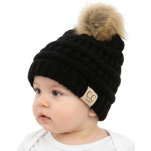 image:imageFunky Junque Baby Pom Pom Beanie  Soft Knit Infant Winter Hat for Baby Girls amp Boys Cozy Warm Newborn Beanie 012 MonthsBlack  Faux Fur Pom