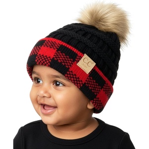 image:imageFunky Junque Baby Pom Pom Beanie  Soft Knit Infant Winter Hat for Baby Girls amp Boys Cozy Warm Newborn Beanie 012 MonthsBuffalo Check  BlackRed