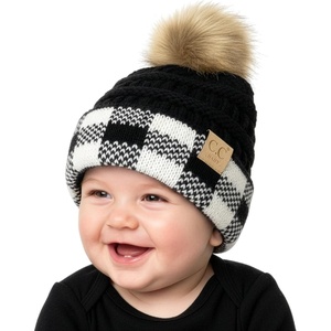image:imageFunky Junque Baby Pom Pom Beanie  Soft Knit Infant Winter Hat for Baby Girls amp Boys Cozy Warm Newborn Beanie 012 MonthsBuffalo Check  BlackWhite