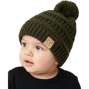 image:imageFunky Junque Baby Pom Pom Beanie  Soft Knit Infant Winter Hat for Baby Girls amp Boys Cozy Warm Newborn Beanie 012 MonthsDark Olive
