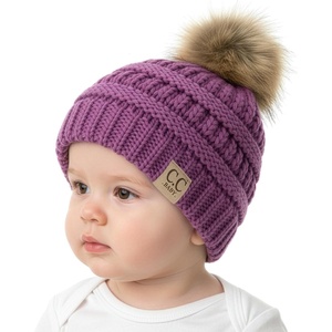 image:imageFunky Junque Baby Pom Pom Beanie  Soft Knit Infant Winter Hat for Baby Girls amp Boys Cozy Warm Newborn Beanie 012 MonthsLavender  Faux Fur Pom
