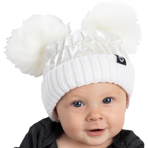 image:imageFunky Junque Baby Winter Beanie  Adorable Dual Pom Pom Fleece Lined Warm Infant Toddler HatWhite