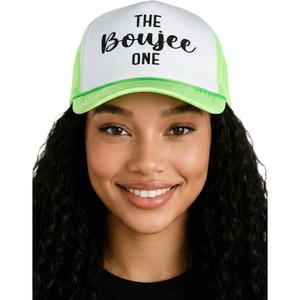 image:imageFunky Junque Bachelorette Trucker Hat for Women  Bride Squad Foam Mesh Cap Bridal Party FavorsThe Boujee One  Neon LimeWhite