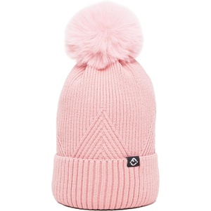 image:imageFunky Junque Basics Womens Pom Pom Beanie Winter Hats Cute Diagonal Pattern Fleece Lined Warm Stocking Caps Pompom TobogganPink