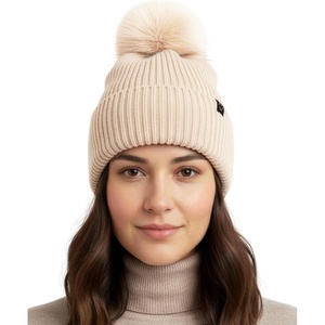 image:imageFunky Junque Basics Womens Pom Pom Beanie Winter Hats Cute Soft Warm Stocking Caps Ribbed Knit Cold Weather Toboggan PompomBeige