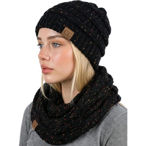 image:imageFunky Junque Beanie amp Infinity Scarf Gift Set  Matching Winter Accessories Sets for Women Soft Knit Hat and Scarf BundleA Confetti Black Design
