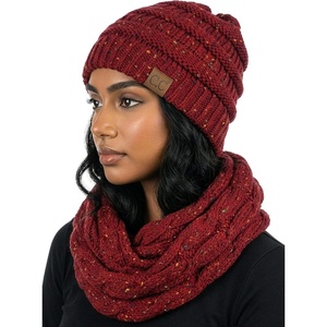 image:imageFunky Junque Beanie amp Infinity Scarf Gift Set  Matching Winter Accessories Sets for Women Soft Knit Hat and Scarf BundleA Confetti Burgundy Design